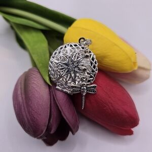 NWOT Silver Filigree Dragonfly Aromatherapy Locket